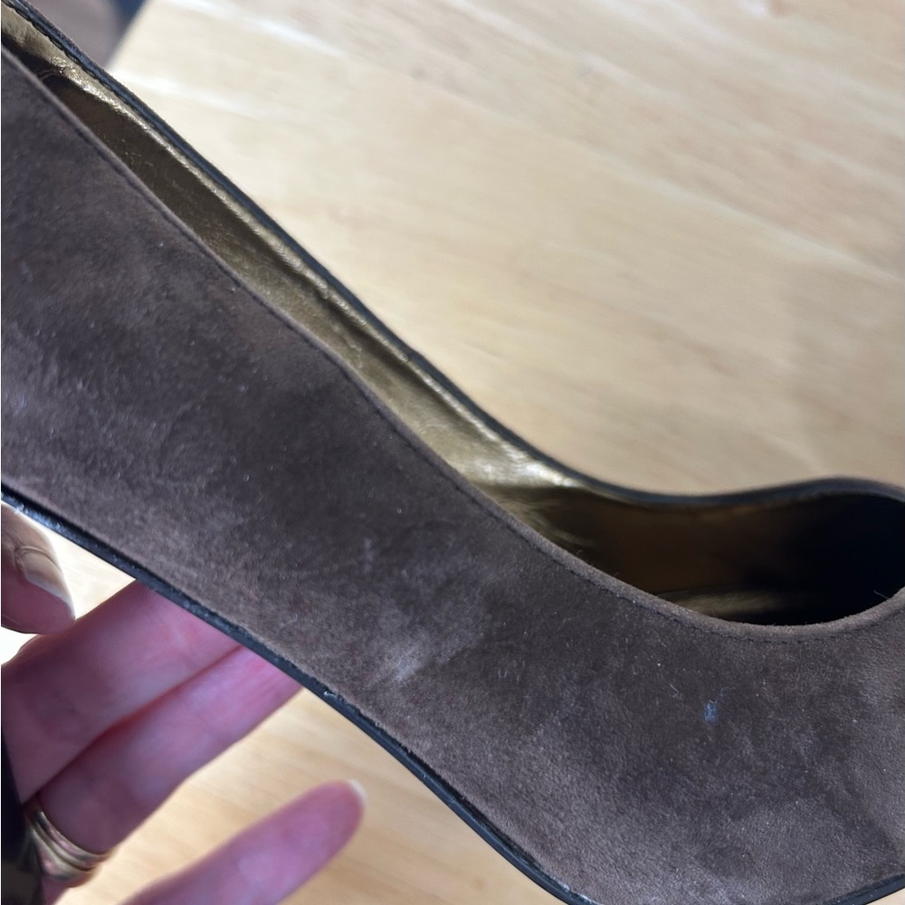 Lauren Ralph Lauren LRL Suede Pumps Heels Shoes 8.5 Brown City Office Evening - Picture 14 of 16